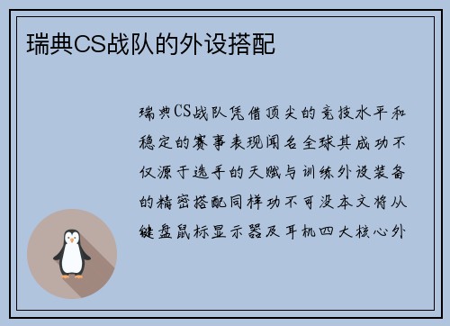 瑞典CS战队的外设搭配